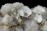 Columnar Calcite Crystal Cluster on Quartz - China #164005-2